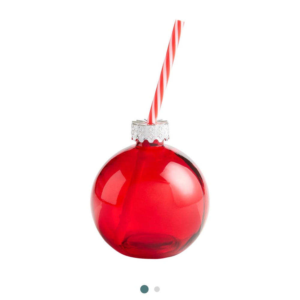 Christmas Ornament Drinking Cup w Straw